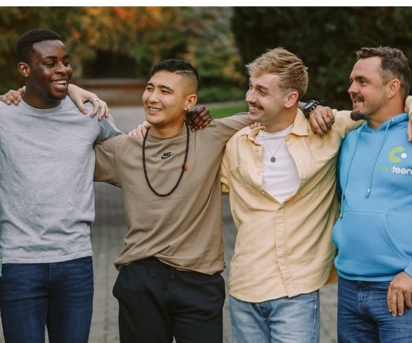 young people posing together, part of canteen