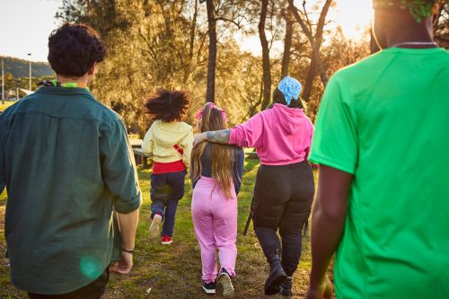 a group of young people wearing bandannas 