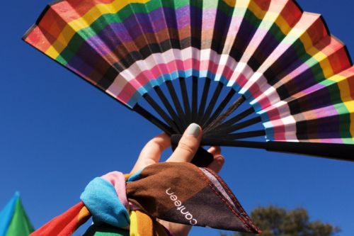 a rainbow themed hand fan used as part of diversity and inclusion week