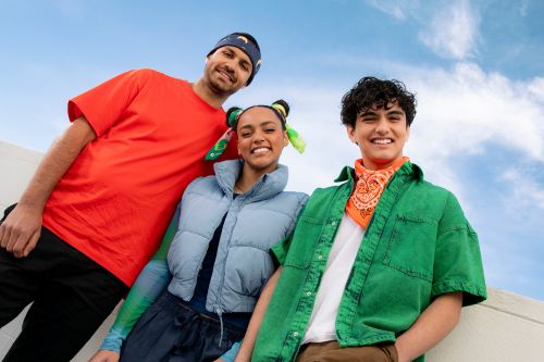 some people wearing a bandanna staring down the camera
