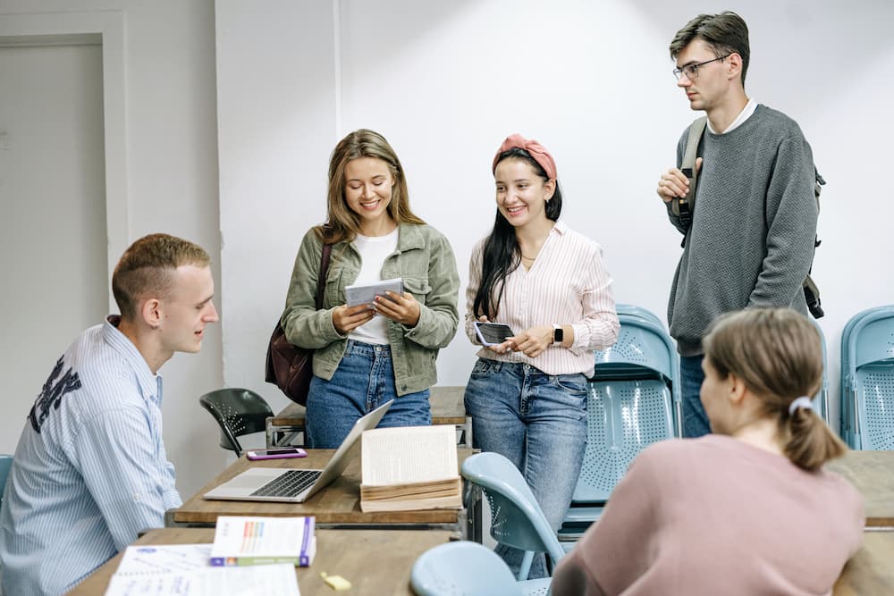 group of friends studying