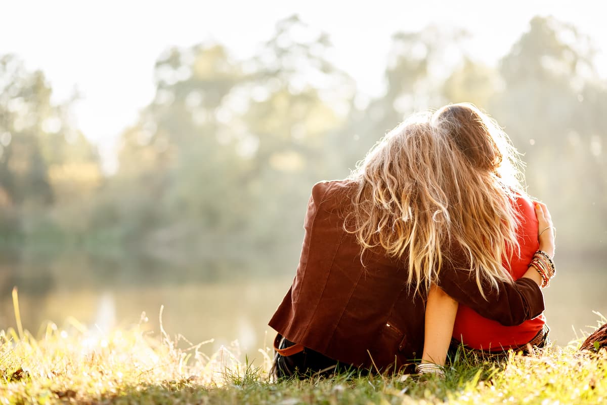 two women hugging