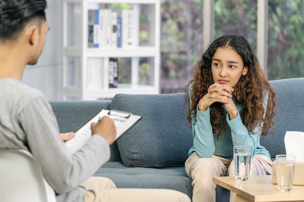 young woman at counselling