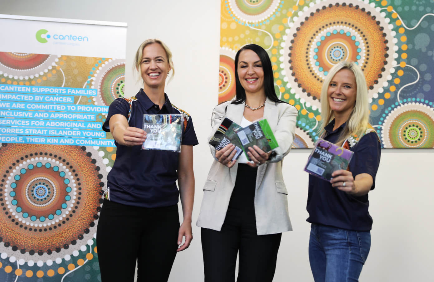 Siona Hardy, Jaclyn Wood, and Cindy Packham at the Canteen Australia Brisbane Office