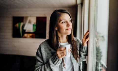 Young woman practicing self care