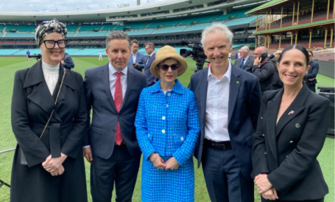 From left to right: Camp Quality CEO Deb Thomas, Mark Butler MP, Cancer Australia CEO Dorothy Keefe, Canteen Australia CEO Peter Orchard, Redkite CEO Monique Keighery