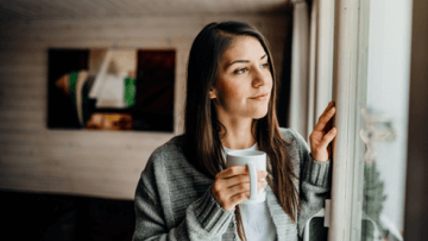 Young woman practicing self care