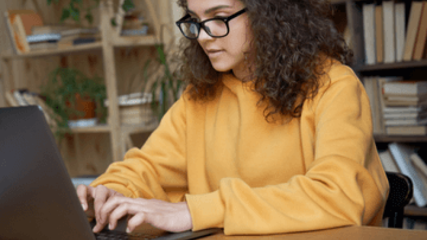 Young woman studying at university
