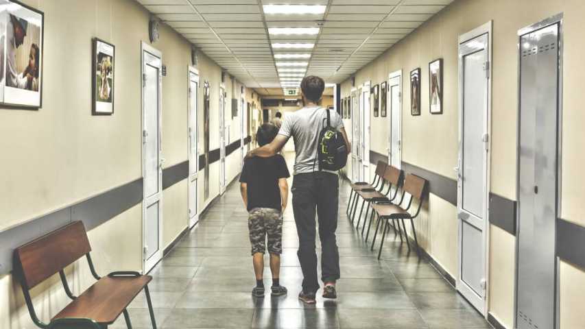 father and son at hospital
