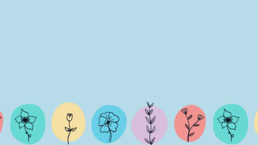 leadership festival banner with a blue background and colourful flowers