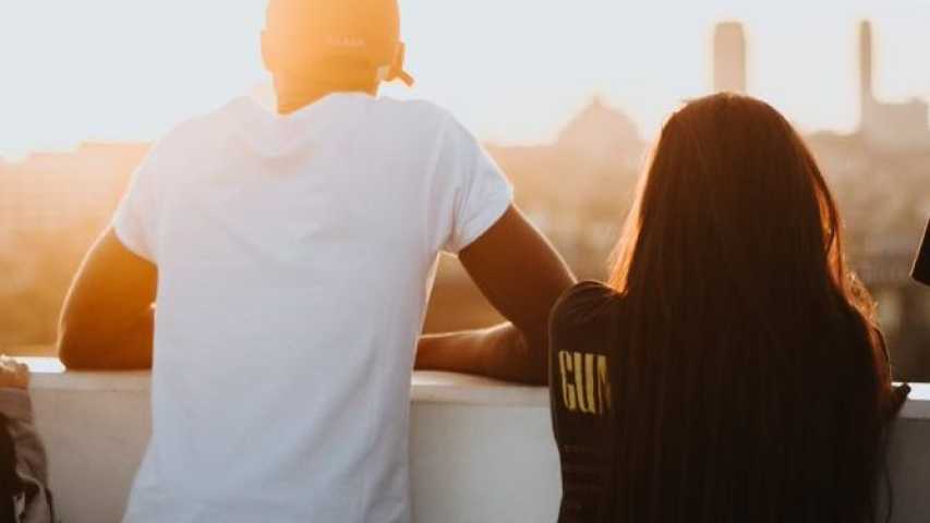 two friends looking into the distance