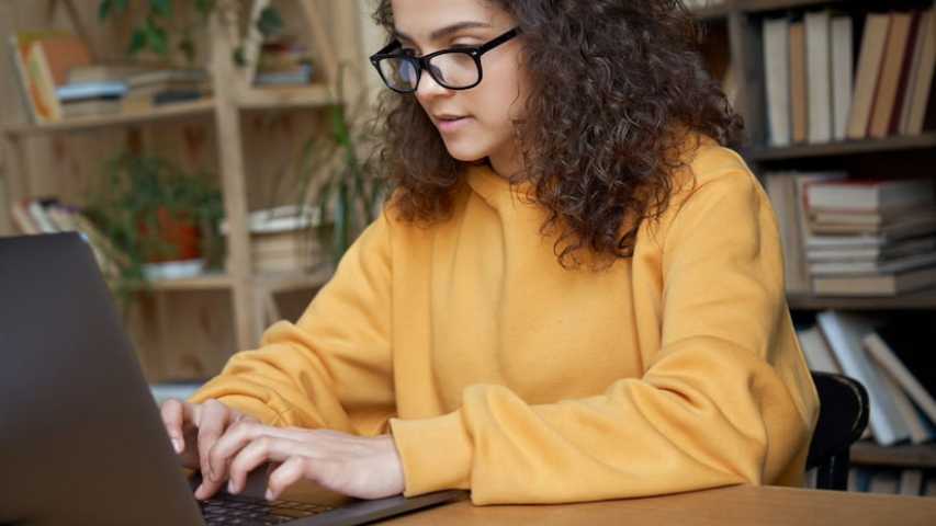 Young woman studying at university